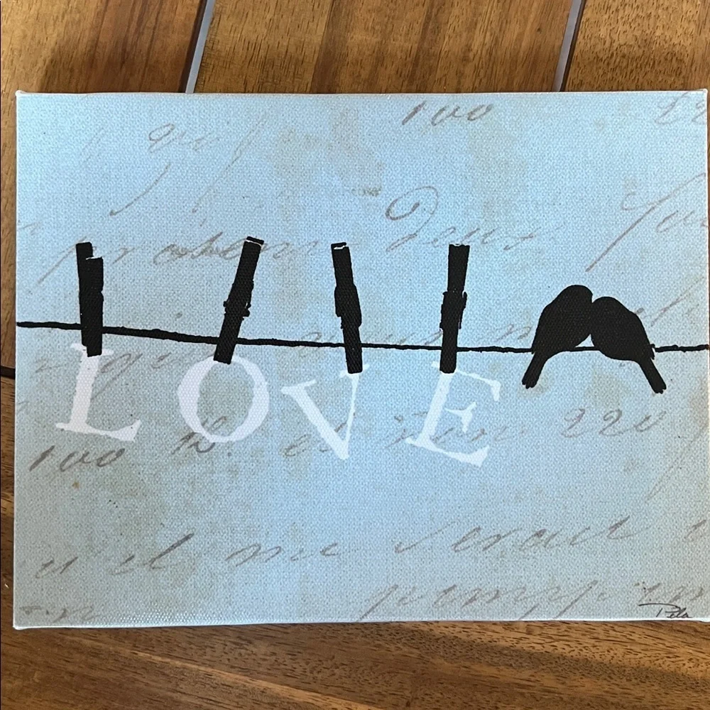 Wild Apple Graphics Love Birds on a Clothesline